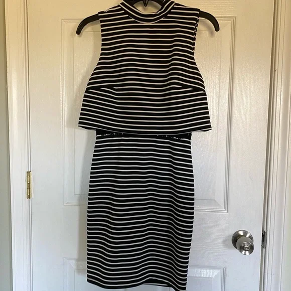 black and white dresses juniors Soft Brushed High Neck Jumper Dress - Black